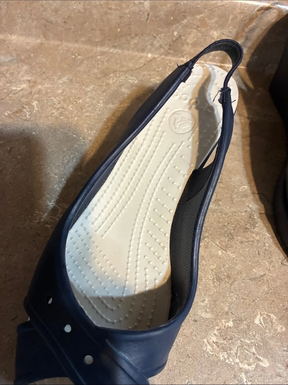 Crocks Size 10 Navy Open-Toe Slingback Comfort Heels NWOT